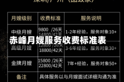 赤峰月嫂服务收费标准表