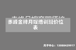 赤峰金牌月嫂培训班价位表