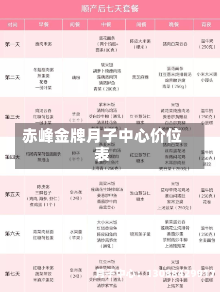 赤峰金牌月子中心价位表