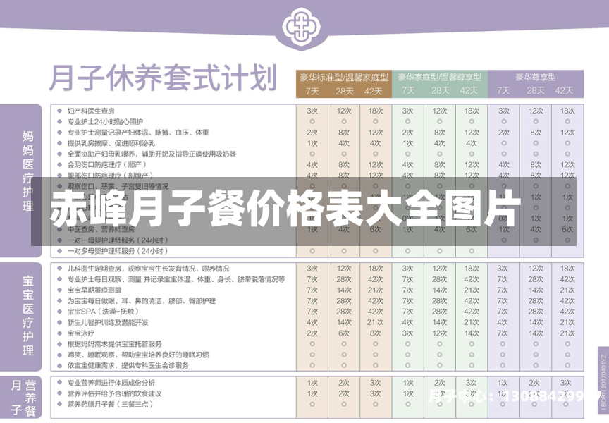 赤峰月子餐价格表大全图片